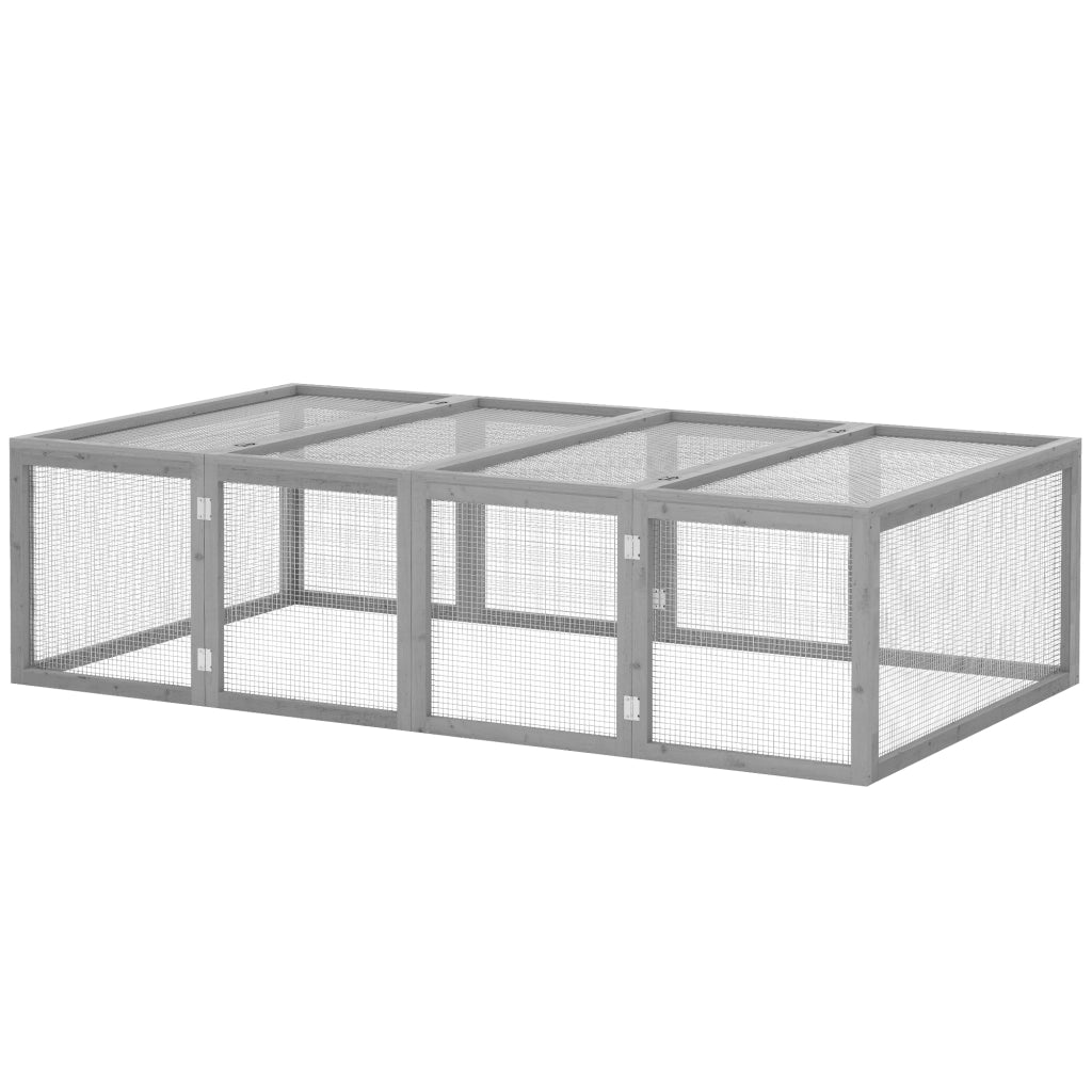 Gabbia per conigli da esterno 2 porte ¨C Xylo ¨C legno massello grigio 181x100x48 cm