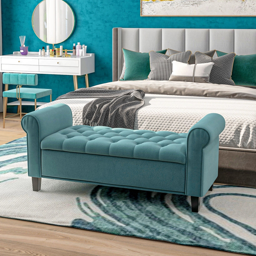 Divano imbottito con cassetti ¨C Minimal ¨C verde velluto