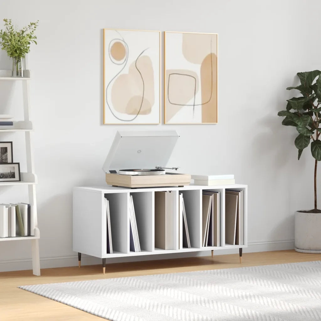 Mobile Porta Dischi Bianco 100x38x48 cm in Legno Multistrato 831740