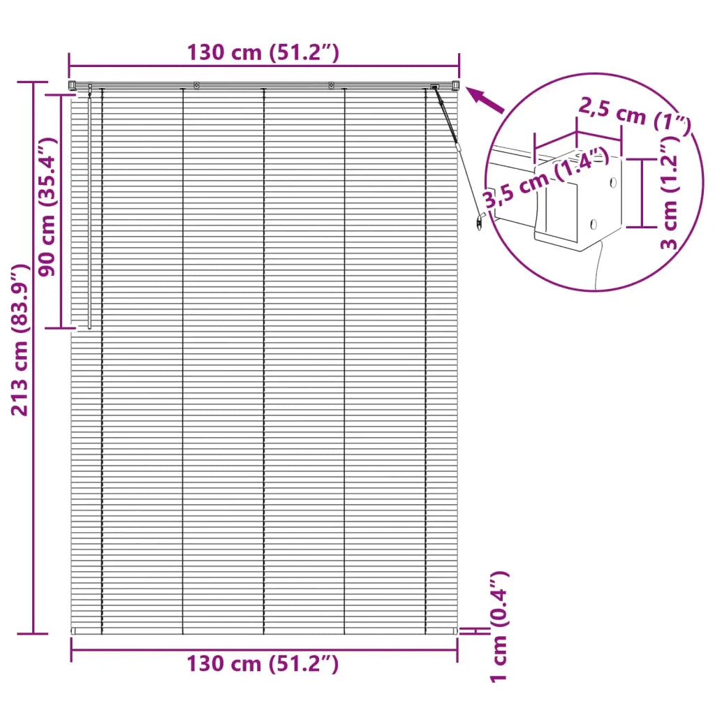 Tenda Veneziana | Tenda a lamelle Marrone Chiaro con Motivo 213 x 130 cm 25 mm
