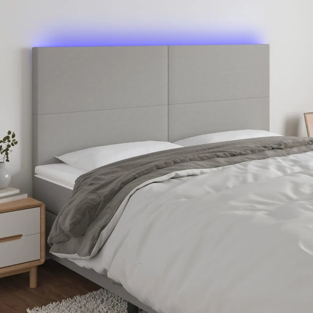 Testiera a LED-Testata con LED Grigio Chiaro 180x5x118/128 cm in Tessuto 637963