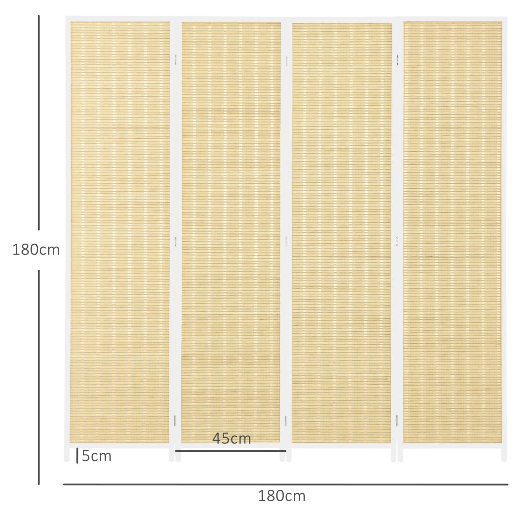 Paravento Separatore Ambienti ¨C Xylo ¨C 4 Pannelli Legno Naturale 180x180 cm