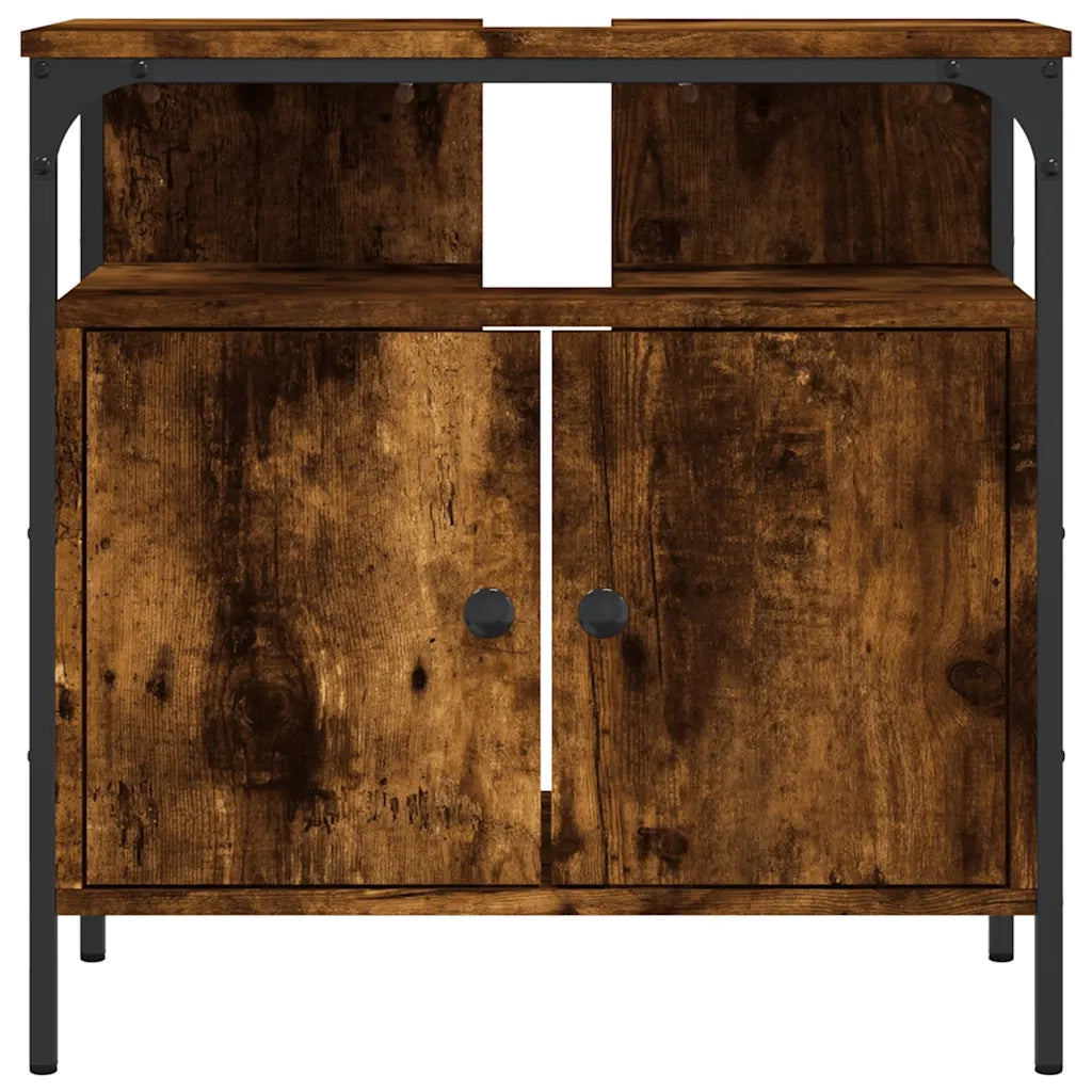 Mobile Lavabo Bagno-Armadietto da bagno Rovere Fumo 60x30x60 cm Legno Multistrato 708170