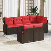 Set Divano da Giardino 7 pcs Marrone e Rosso polyrattan 3354753