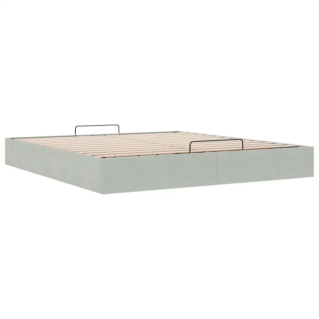 Struttura Letto Pouf senza Materasso-Giroletto con contenitore 200x200 cm in Velluto 283414
