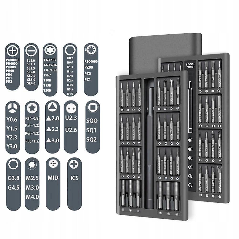 Set di Cacciaviti di Precisione 63 in 1 – Acciaio S-2, Magnetico | 62 Punte, Manico Ergonomico