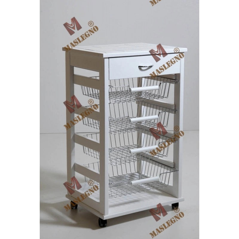Carrello portafrutta Vesuvio con cassetto - BIANCO
