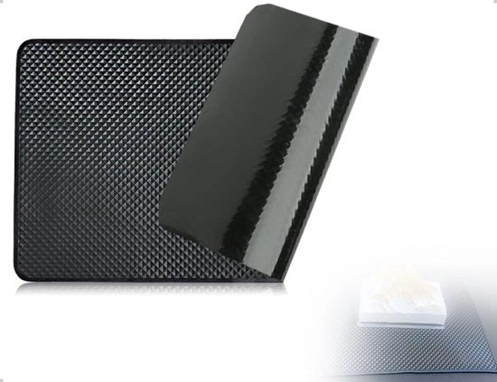 Mat antiscivolo universale in silicone per auto, adatto per smartphone, occhiali da sole, chiavi, cruscotto, fazzoletti di carta e penne (nero, 27 * 15 cm)