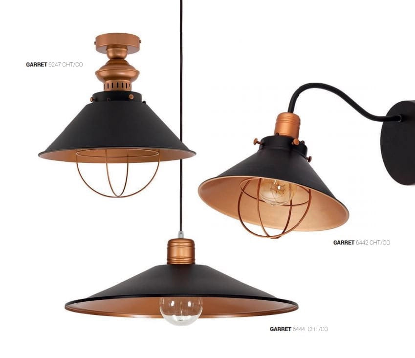 Nowodvorski Garret applique industriale nero rame E27 6442