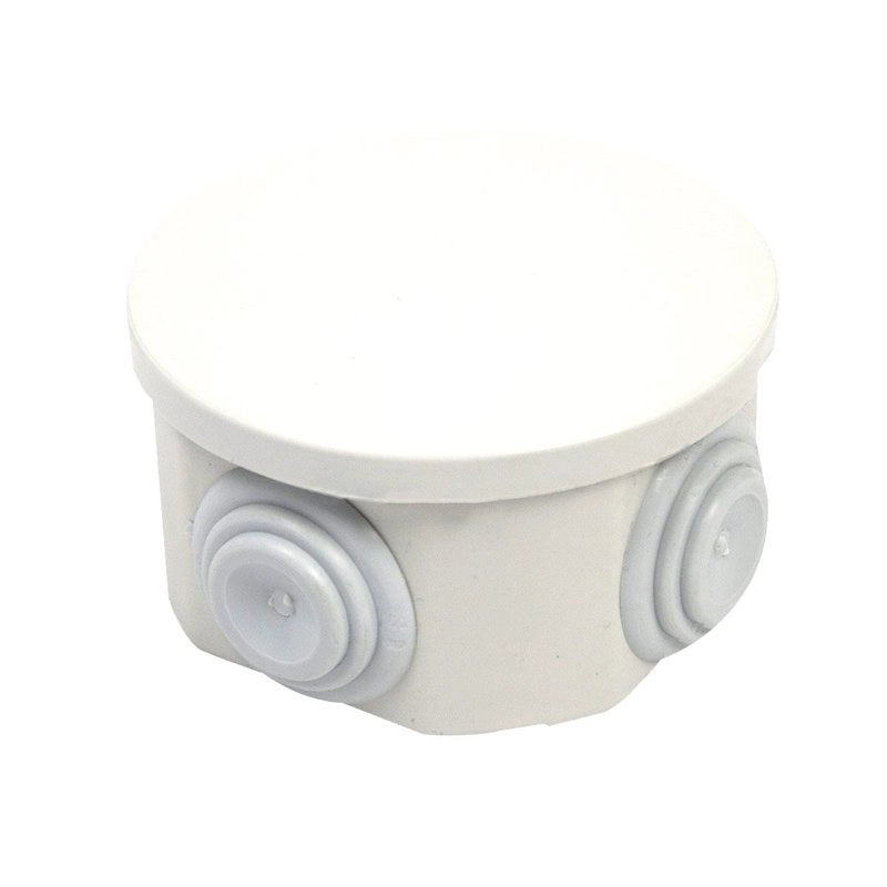 Scatola Di Derivazione Da Parete Stagna IP44 Con 4 Uscite Passacavi Tonda D80X40mm Coperchio A Pressione