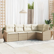 Set Divano da Giardino 5 pcs Beige e Bianco polyrattan 3355390