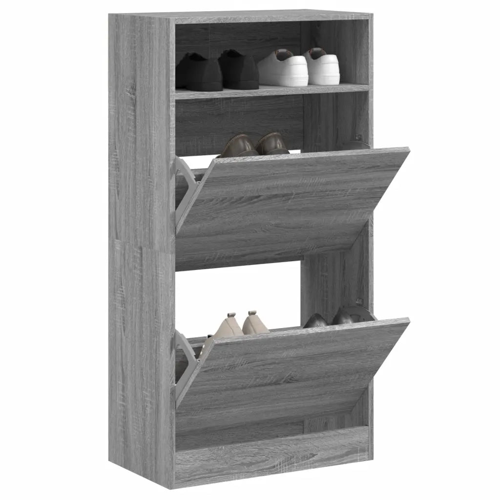 Scarpiera-Scaffale per scarpe Grigio Sonoma 60x34x116 cm in Legno Multistrato