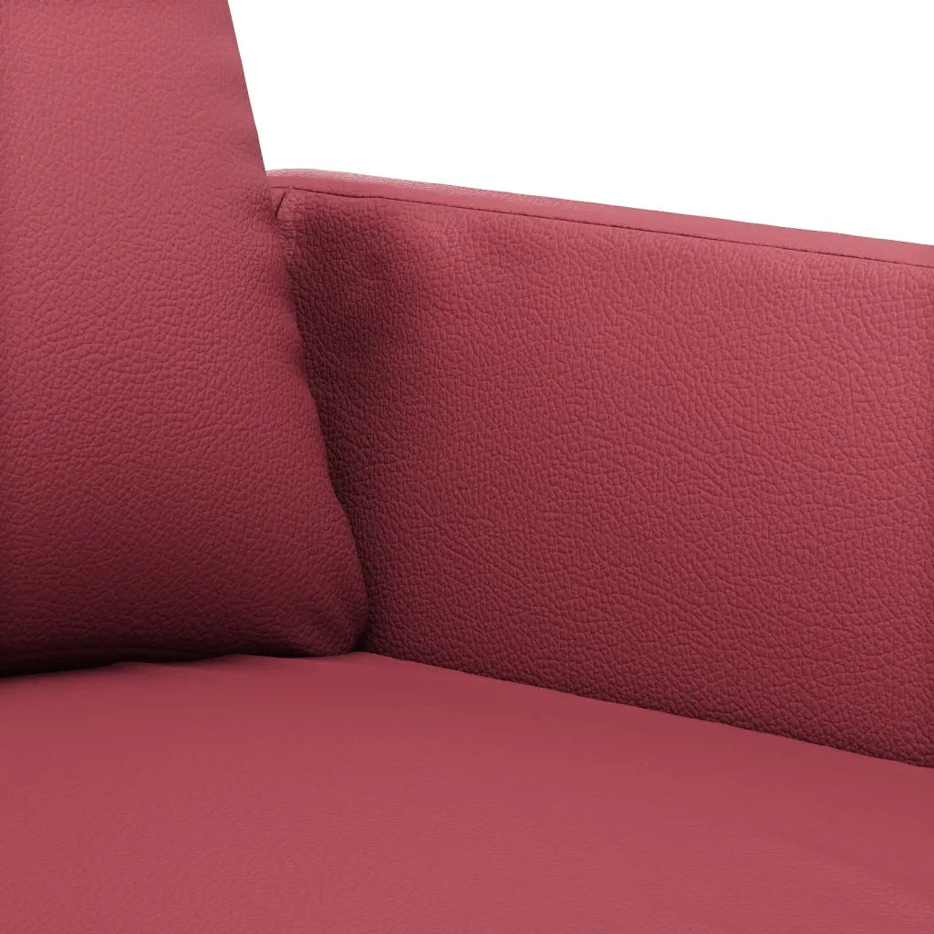 Set di Divani 3 pz con Cuscini Rosso Vino in Similpelle 3201758
