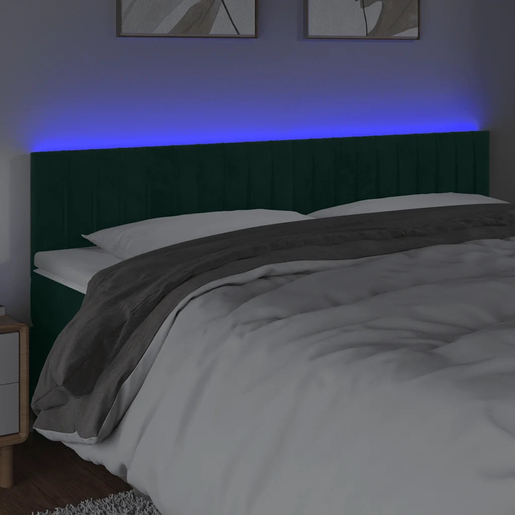 Testiera a LED Verde Scuro 200x5x78/88 cm in Velluto 3121919