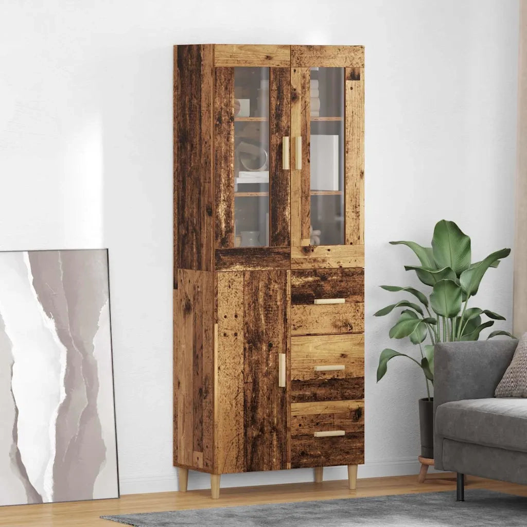 Credenza | Madia | Buffet da pranzo | Armadio da pranzo Legno vecchio 69,5 x 34 x 180 cm Legno multistrato