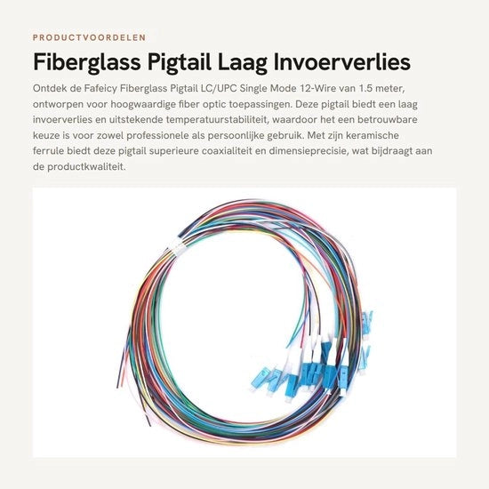 Pigtail in Fibra di Vetro 1,5m - Modo Singolo - 12-Draad - Bassa Invasività - Ferrule Ceramico - Alta Stabilità a Temperatura - Pigtail Fibra Ottica