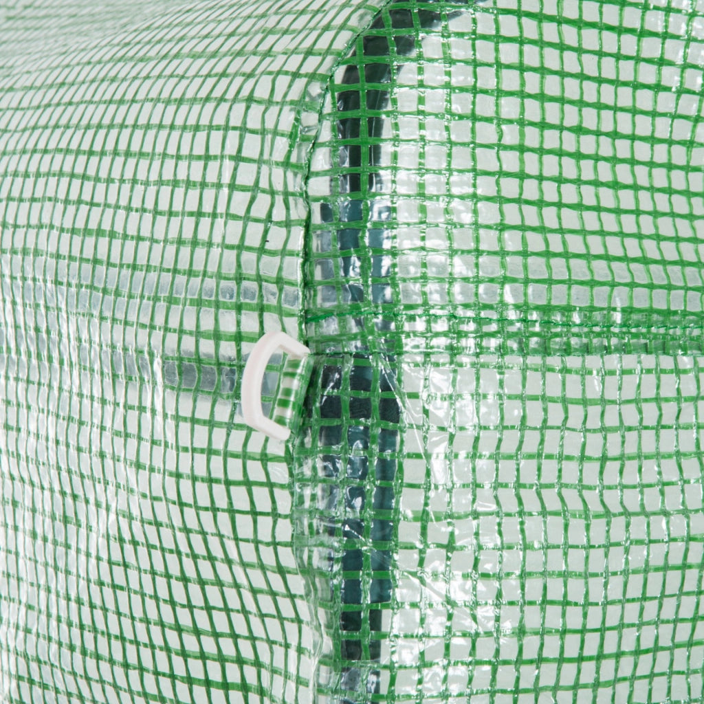 Serra a tunnel in polietilene, 6 x 3 m, con 8 finestre, protezione antigelo, struttura in tubi d'acciaio, colore verde scuro.