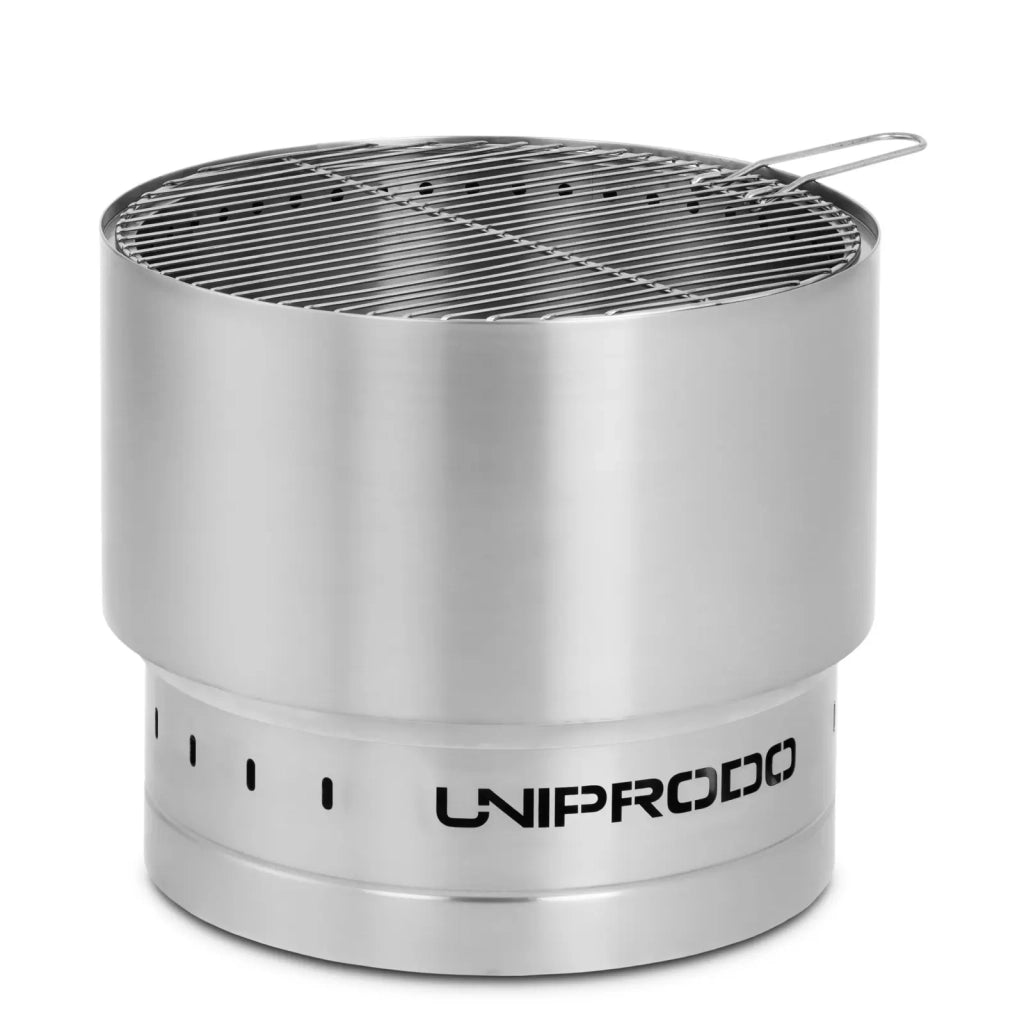 Braciere da esterno in acciaio inox con griglia 55 x 55 x 48 cm acciaio inox PU PVC nero e argento 14_0008436