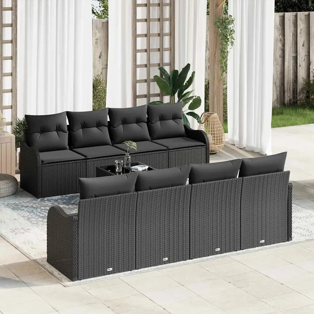 Set Divano da Giardino con cuscino con archiviazione 9 pcs Nero 3354302