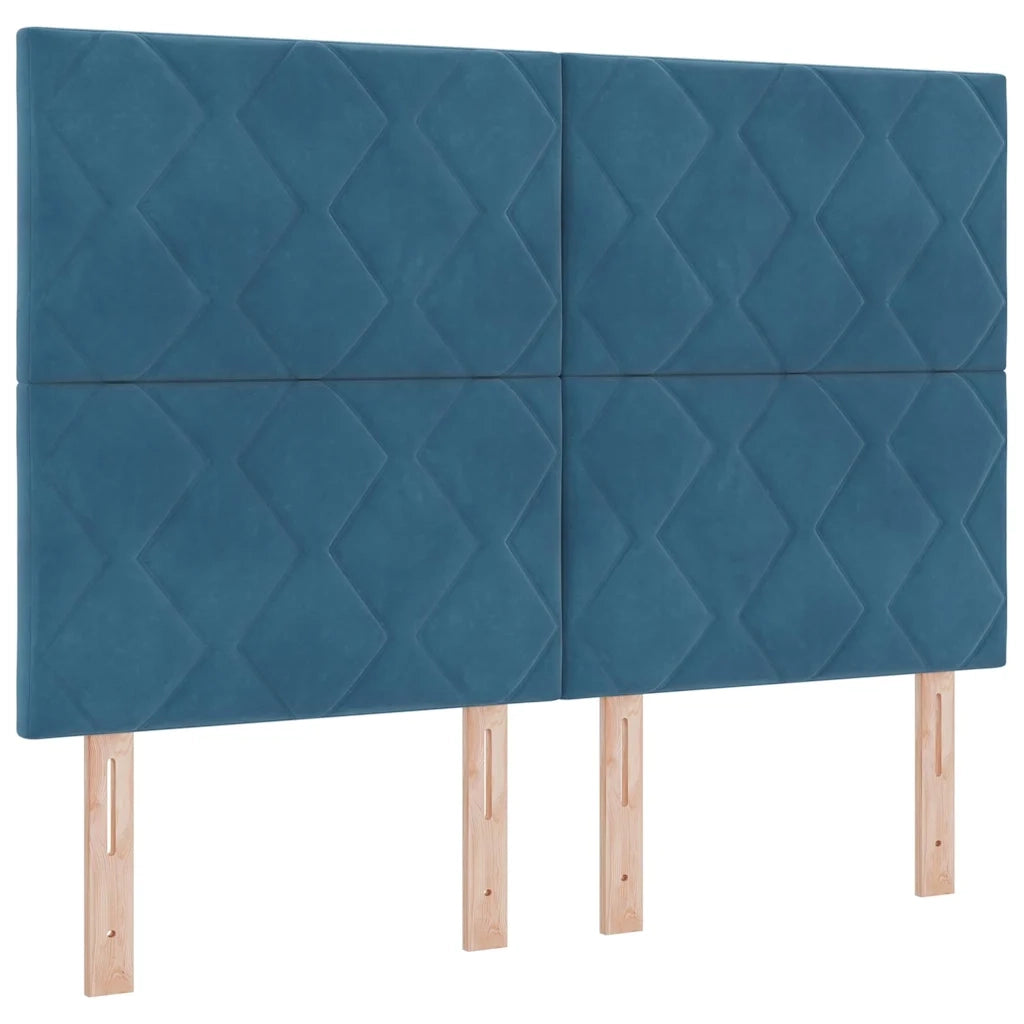 Letto a molle con testiera Blu Scuro 160 x 200 cm Velluto