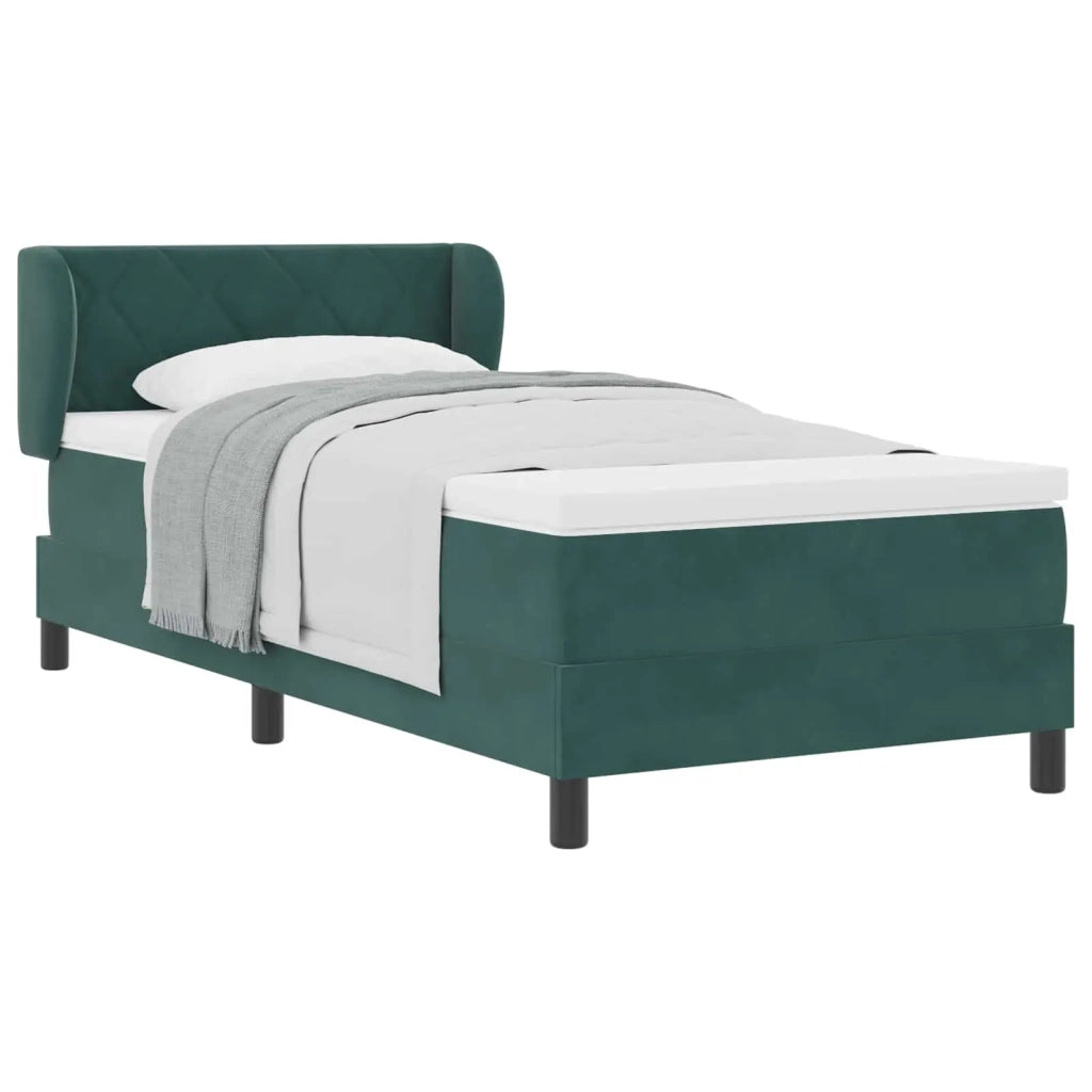 Letto a molle con testiera Verde scuro 90 x 200 cm Velluto 3340427