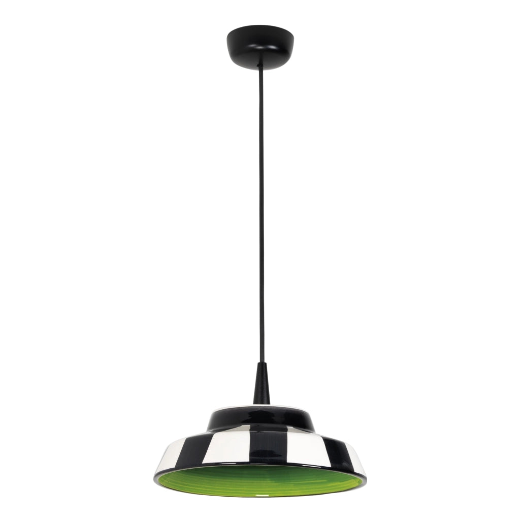 Circus Lampada a Sospensione LED Design in Ceramica Verde, Diametro 24 cm, Altezza 300 cm, Illuminazione CRI 90, Sorgente LED 8W, Luce Calda 3000K