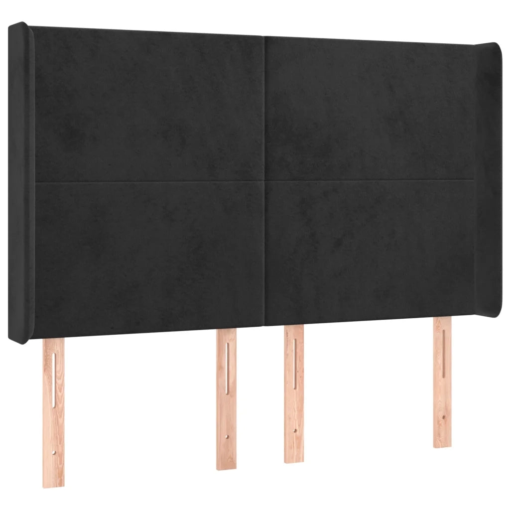 Testiera ad Orecchio Nera 147x16x118/128 cm in Velluto 3119350