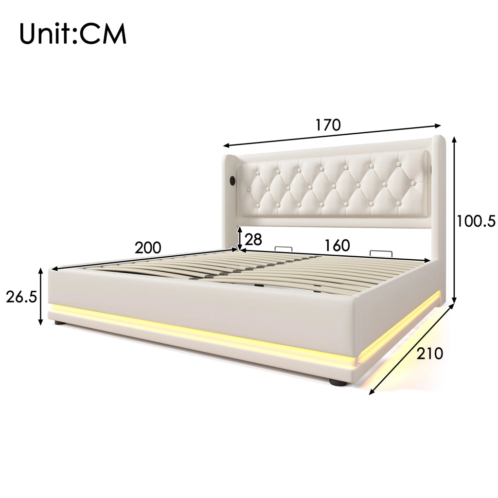 letto imbottito pu bianco 170 x 210 cm
