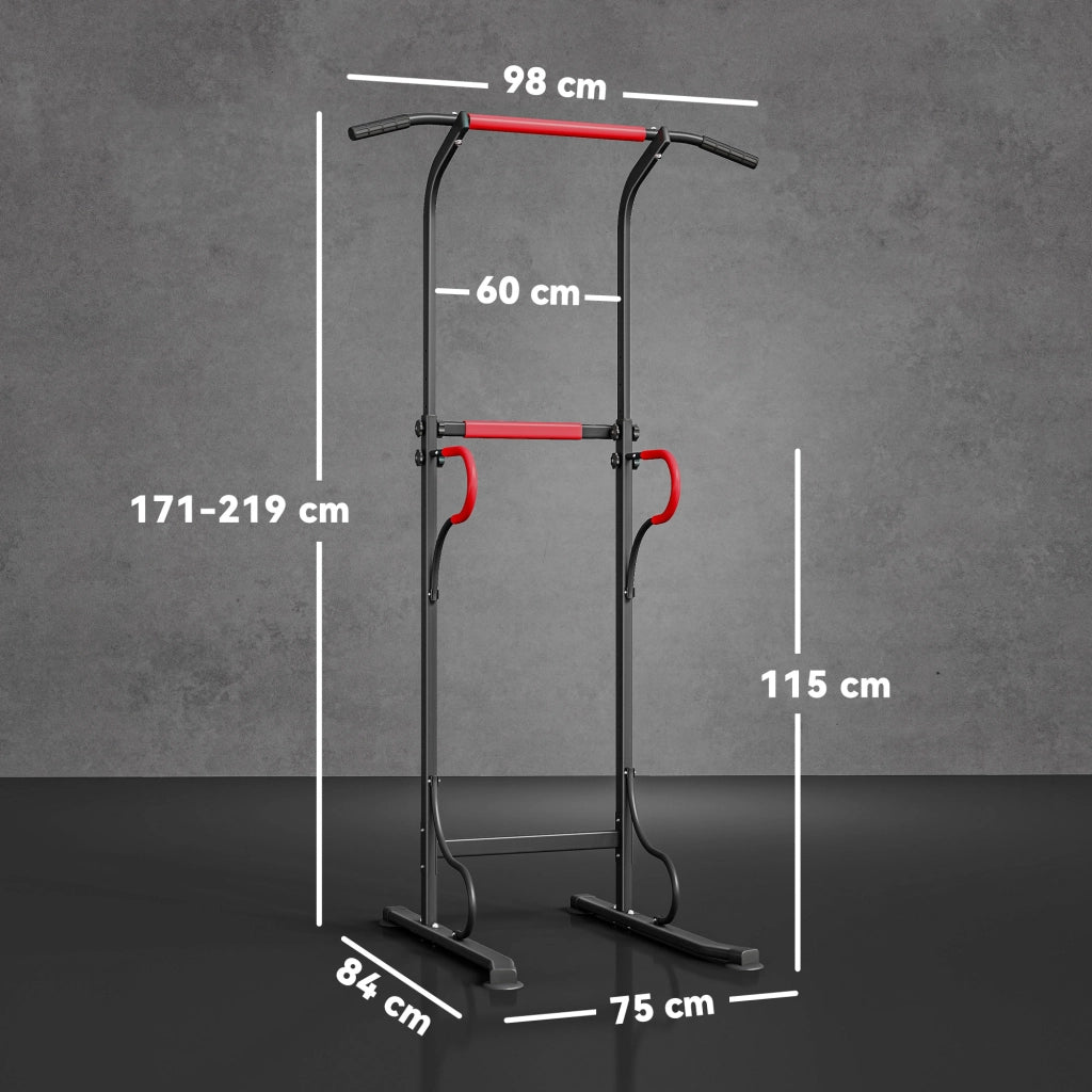 Stazione Fitness Multifunzione Power Tower ¨C Xylo ¨C Altezza Regolabile 171-219cm Nero Rosso