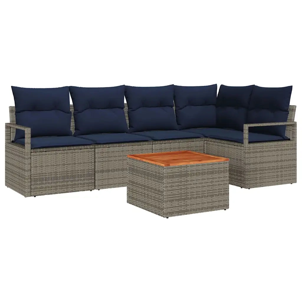 Set Divano da Giardino con cuscino 6 pcs Grigio polyrattan 3347710