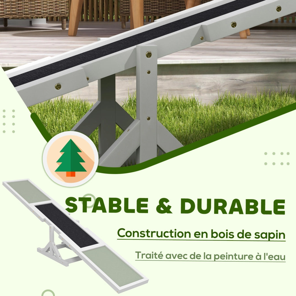 Tavola Equilibrio Agility Cani ¨C Xylo ¨C Antiscivolo 180x30x30cm Grigio Bianco