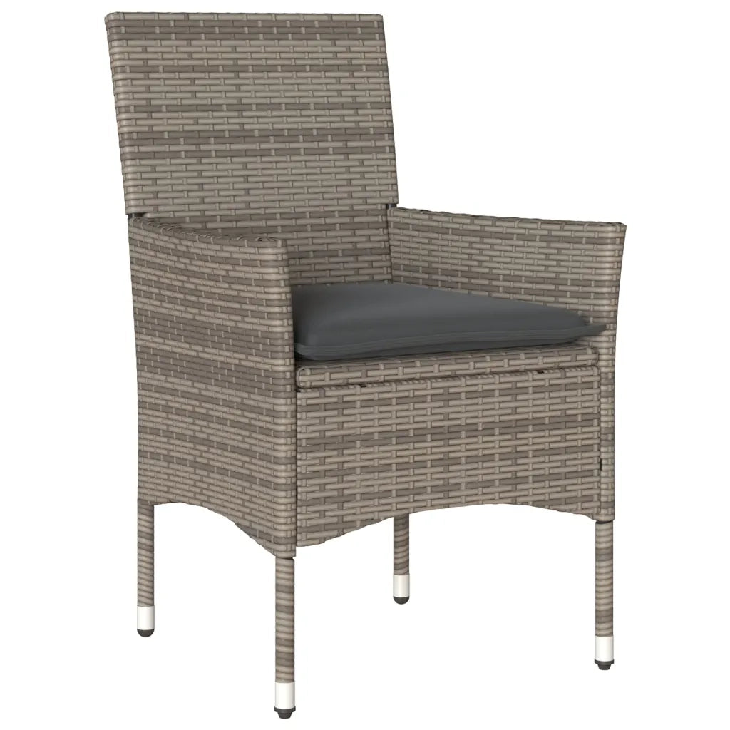 Set da Pranzo da Giardino 3pz con Cuscini in Polyrattan e Vetro 3278605