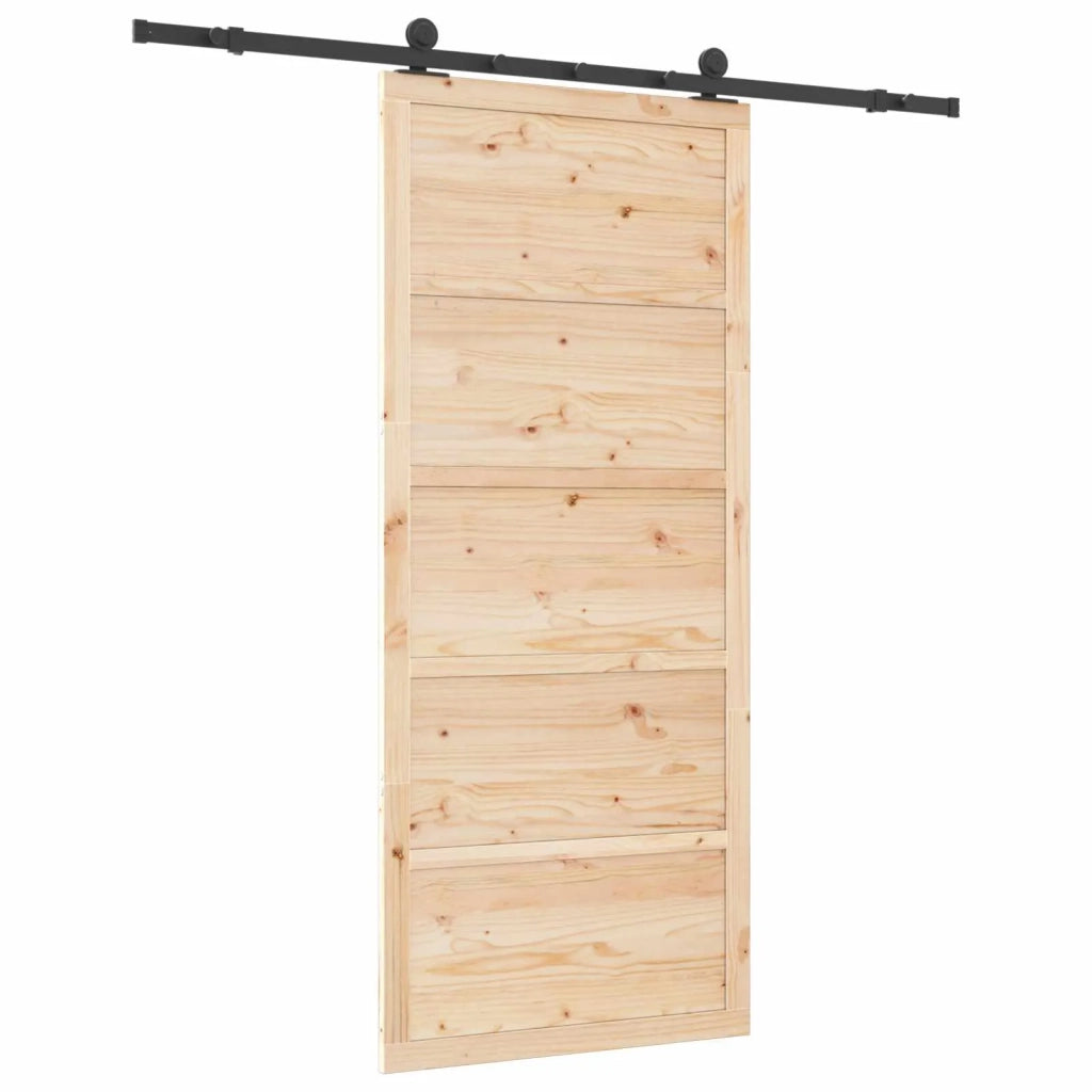 Porta scorrevole Naturale 80 x 208 cm Legno Massello di Pino 3445617