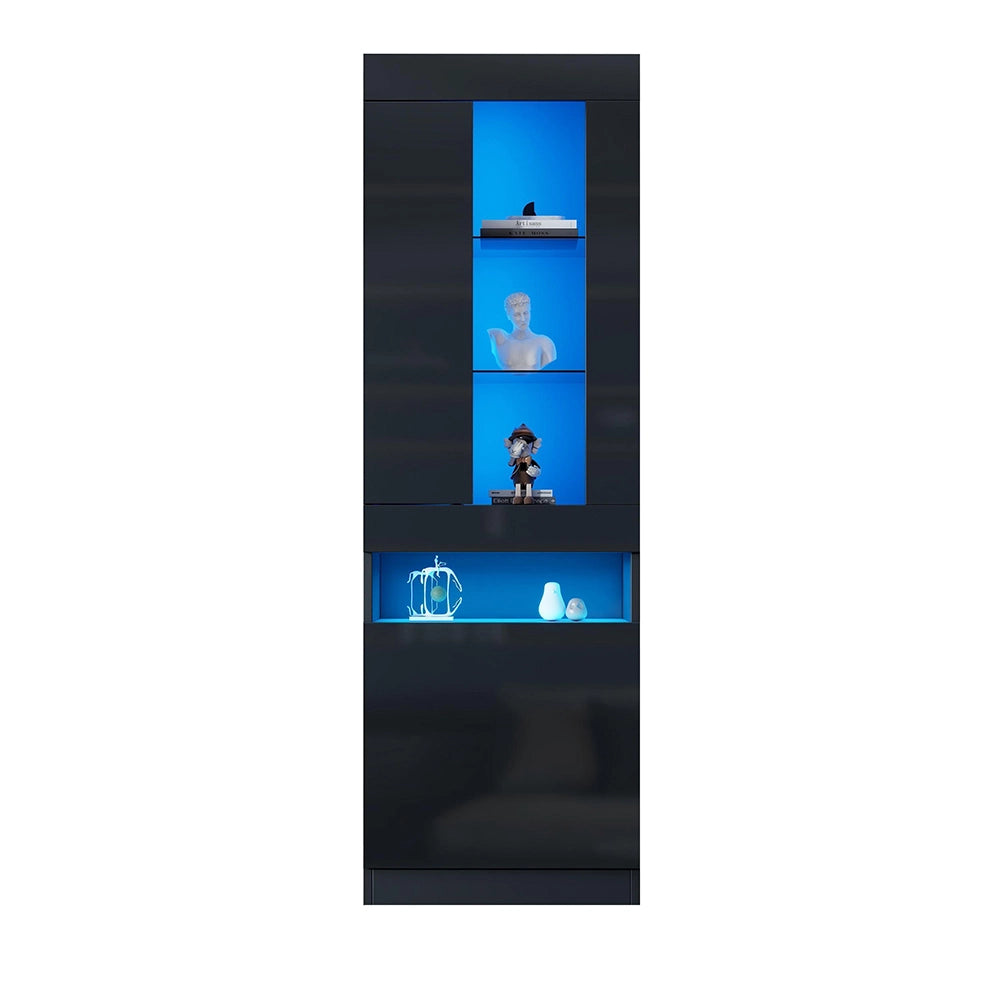 Vetrina con illuminazione LED - Xylo - vetrina con ante in acrilico, armadio per soggiorno, mobile a muro