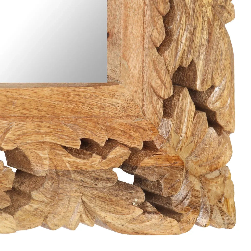 Specchio Intagliato a Mano 80x50 cm in Legno Massello di Mango 321639