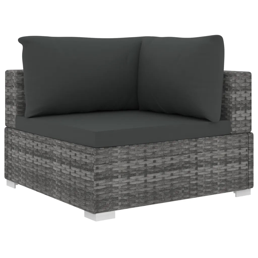 Set Divani da Giardino 10 pz con Cuscini in Polyrattan Grigio 48309