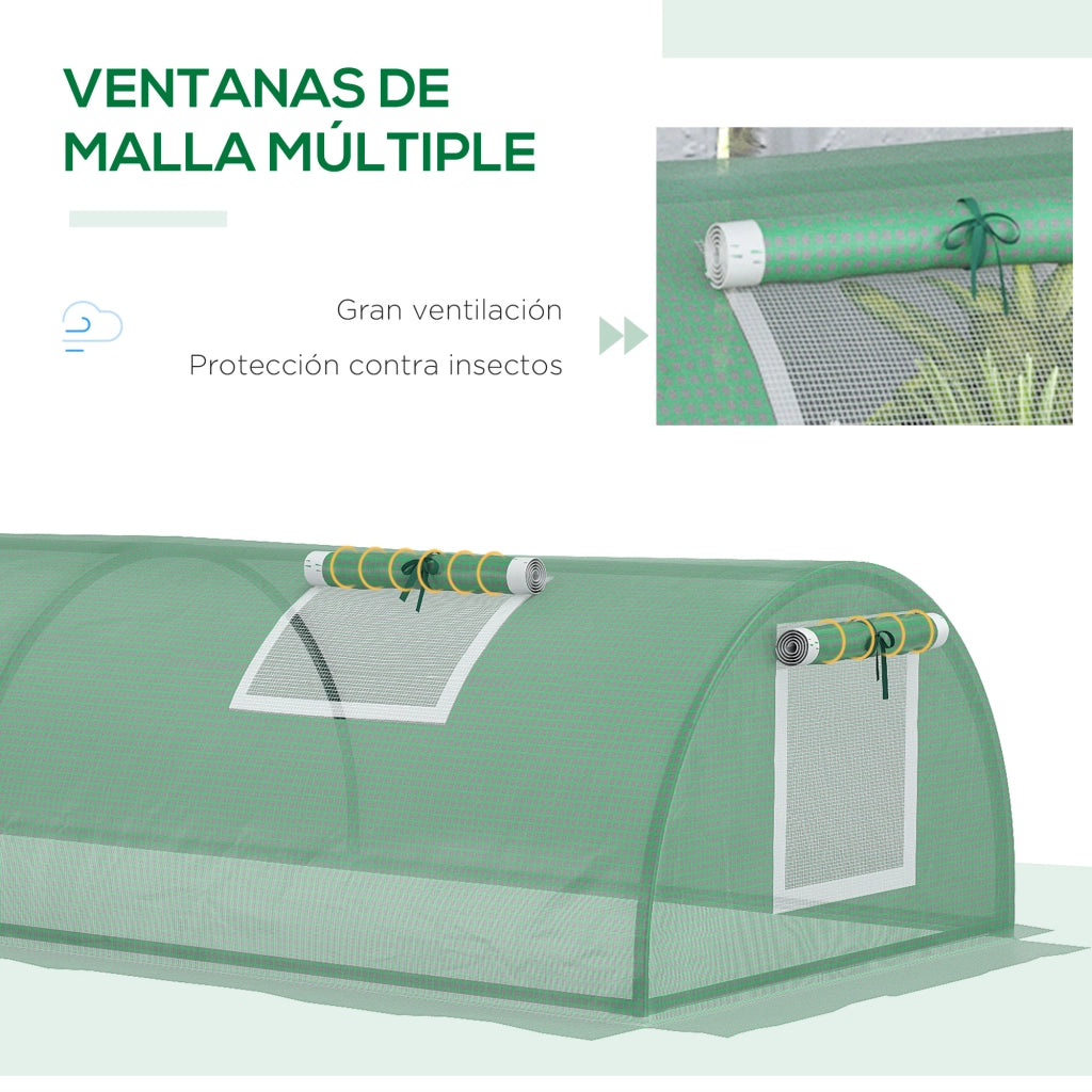 Serra da Giardino per Piante con 4 Finestre ¨C Xylo ¨C Struttura Acciaio e Copertura PE Anti-UV 200x80x45 cm Verde