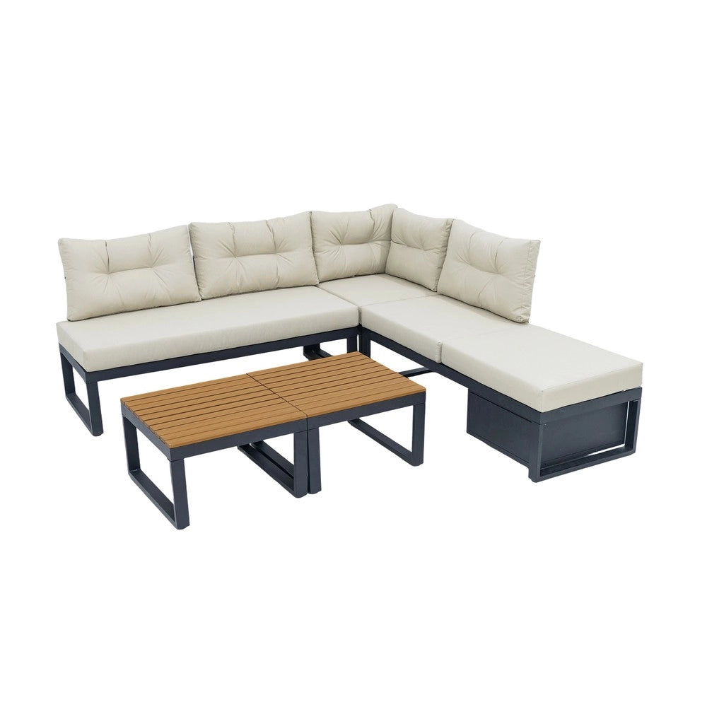 Set Divano da Giardino Reclinabile con Cuscini ¨C Xylo ¨C Polyrattan, Beige