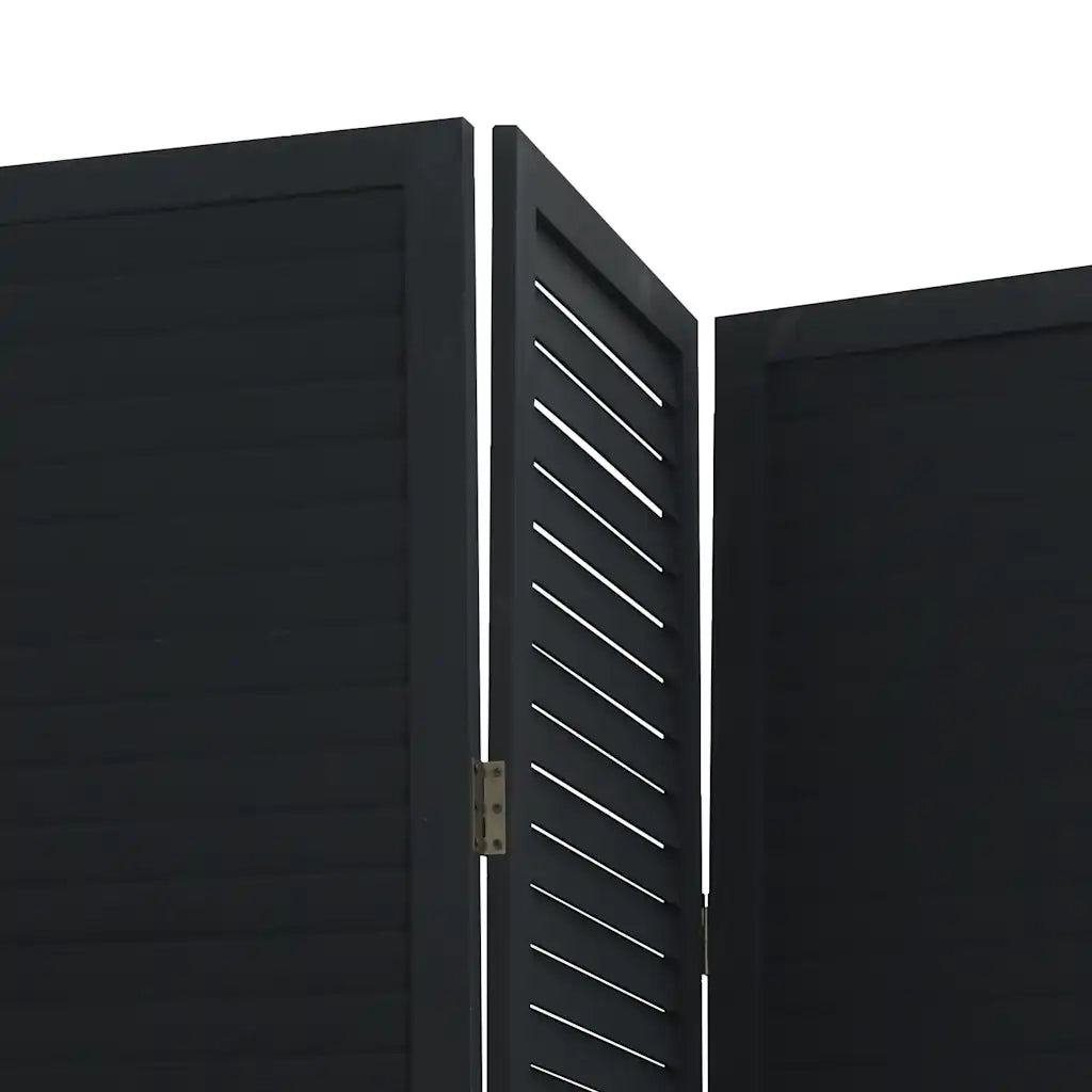 Divisorio Ambienti | Divider per stanze | Paravento 4 Pannelli Nero Legno Massello di Paulownia