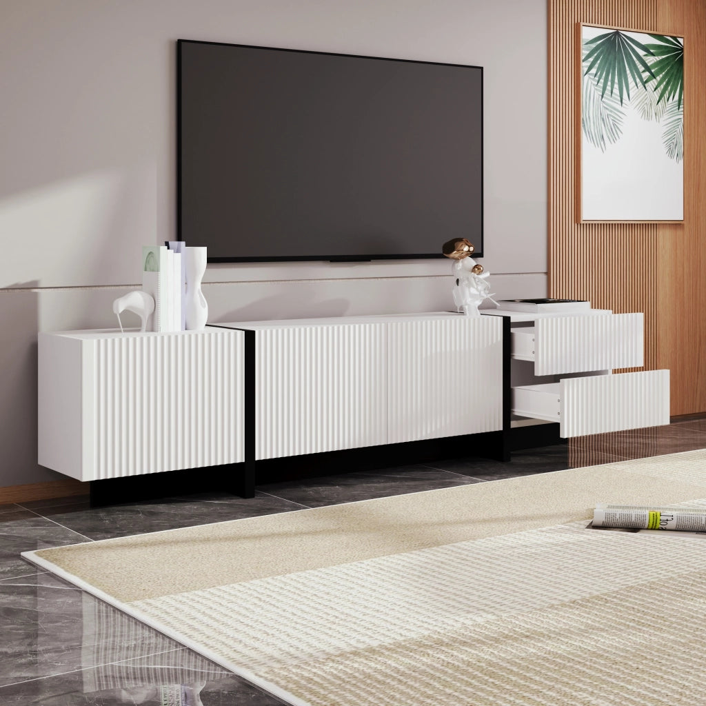 MOBILE TV 190x35x45 cm con 3 ante e 2 cassetti Bianco e Nero