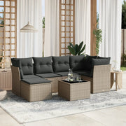 Set Divani da Giardino 7pz con Cuscini Grigio Chiaro Polyrattan
