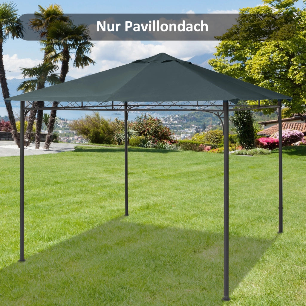 Tetto del gazebo 3x3m Tetto sostitutivo per copertura del gazebo protezione solare in poliestere grigio scuro per giardino e patio