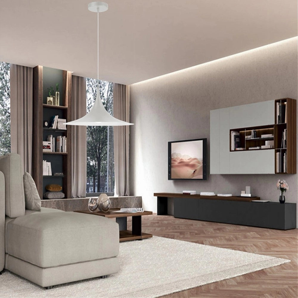 Trade Shop - Lampadario A Sospensione Stile Contemporaneo In Metallo Decorativo Luce E27 B98 - Bianco