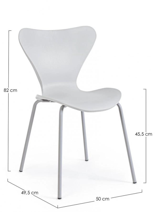 Set 4 Sedie 50x49,5x82 cm in Plastica Grigio Chiaro