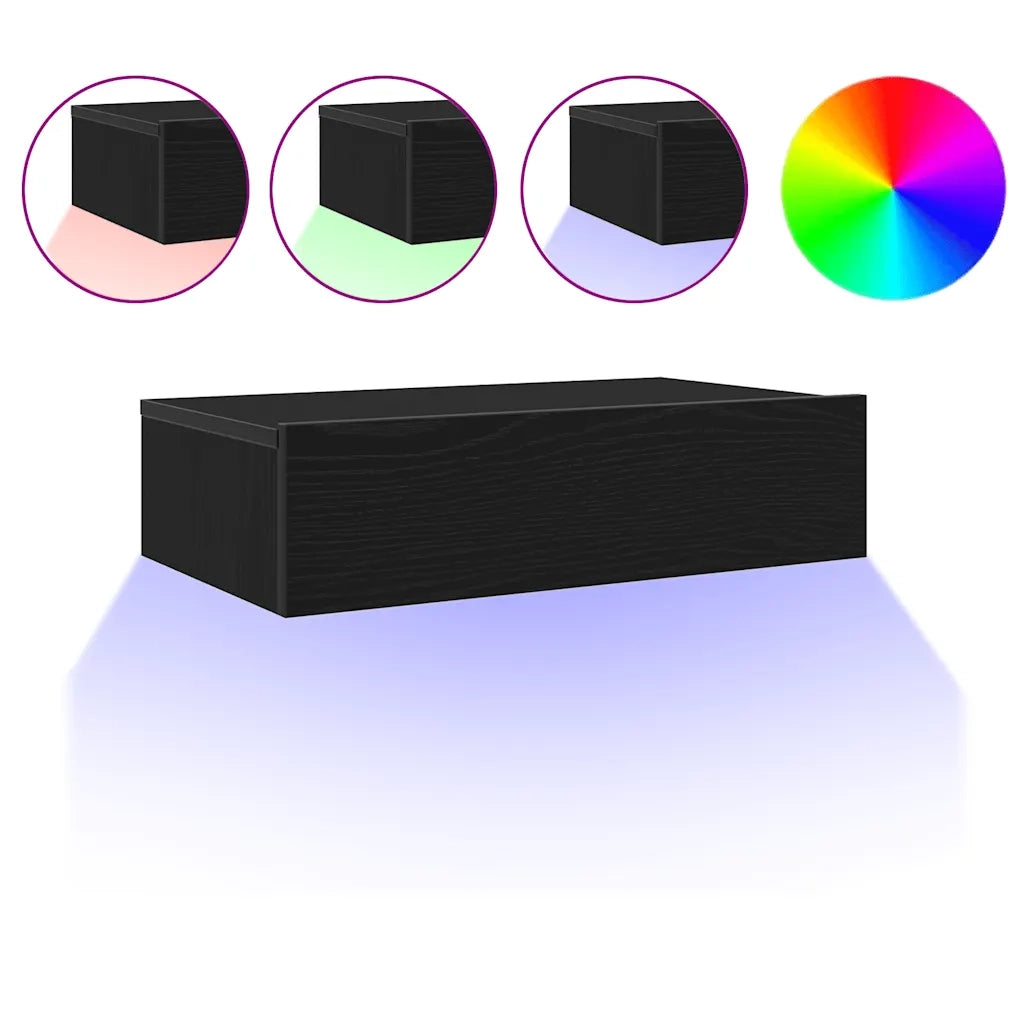 Mobili Porta TV con Luci a LED 2 pz-Set di 2 Credenza per TV Rovere Nero 60x35x15,5 cm