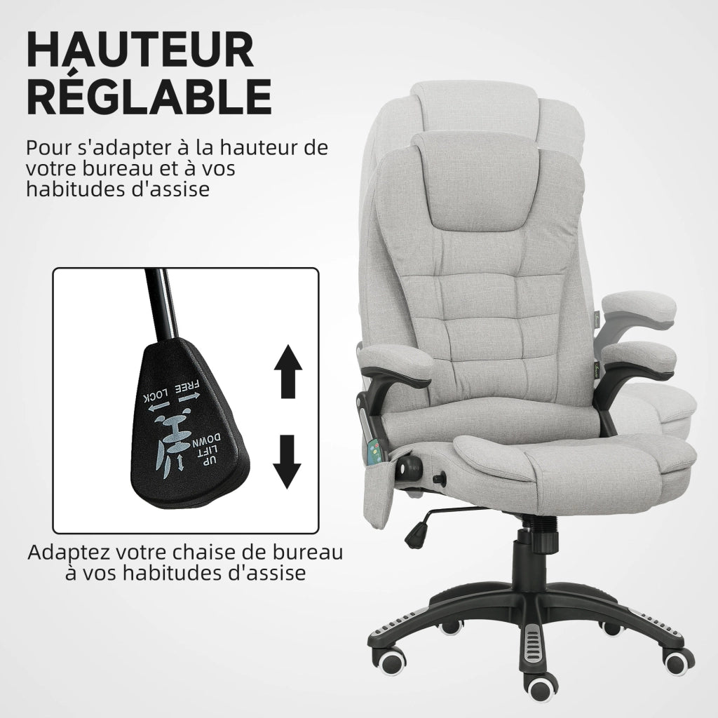 Sedia da ufficio ergonomica con massaggio e riscaldamento ¨C Xylo ¨C schienale reclinabile grigio
