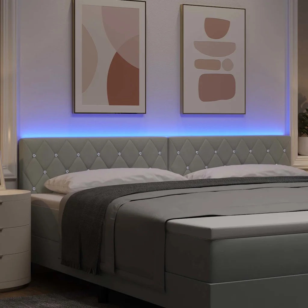 Testiera | Testata LED con strisce LED Grigio chiaro 200 cm Velluto