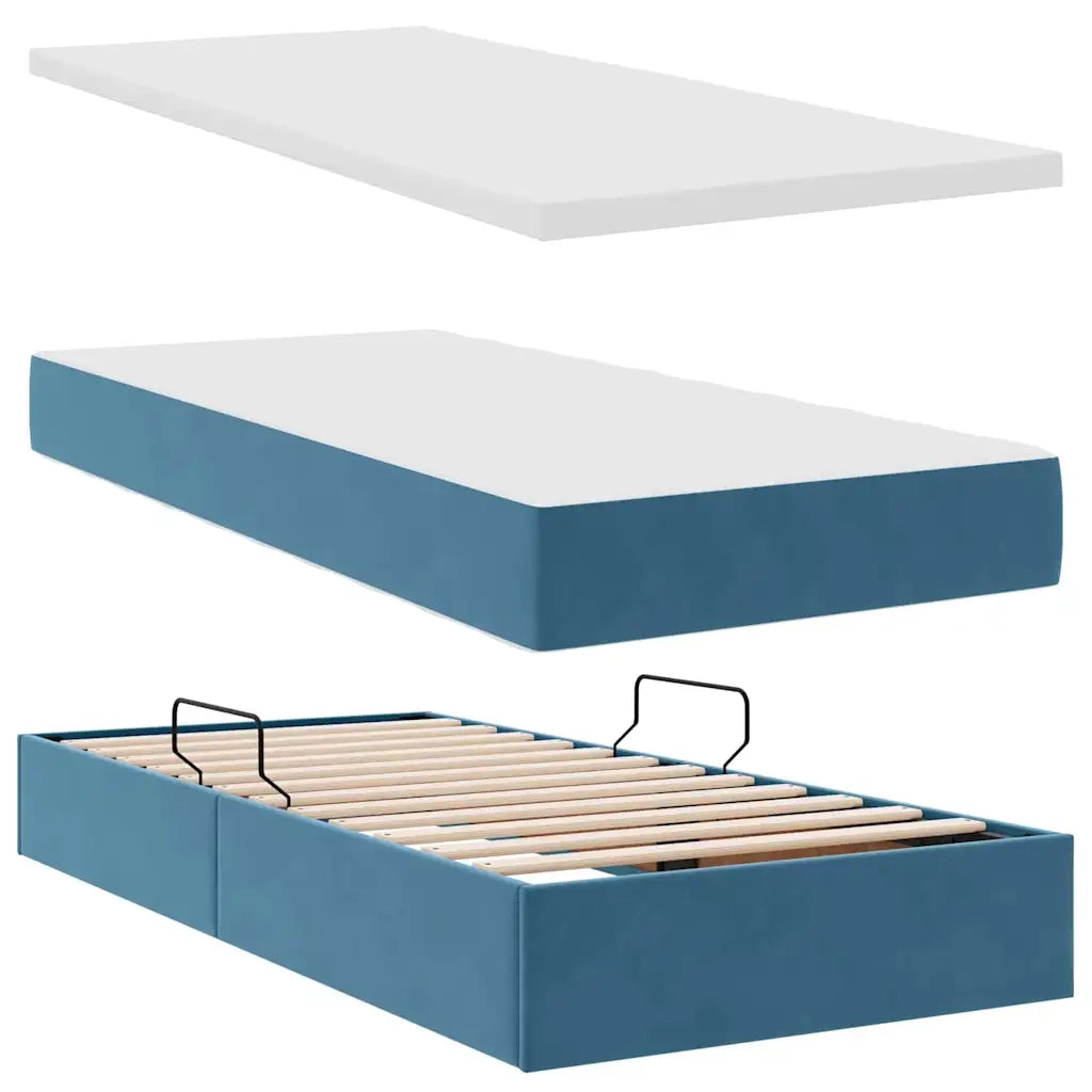 Letto con Contenitore Blu Scuro 100 x 200 cm Velluto 3370741