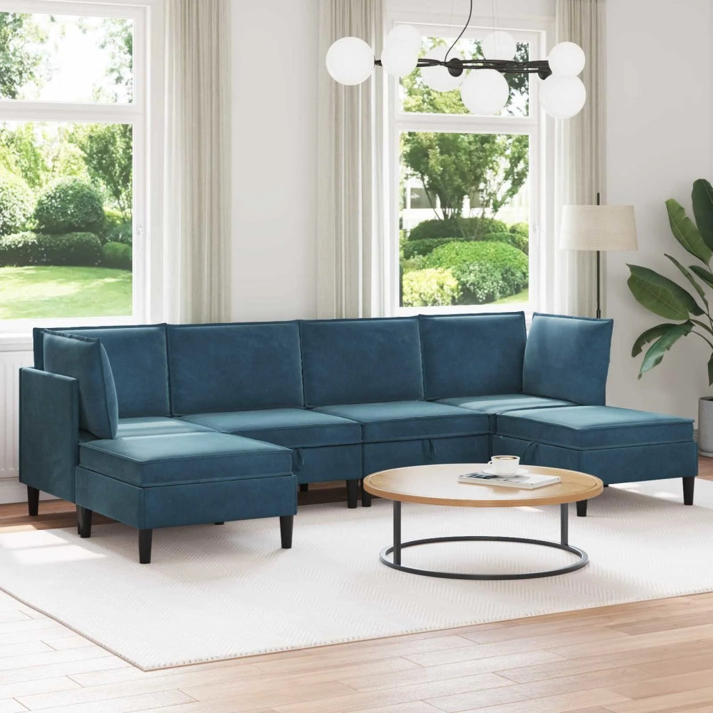 Set di mobili per il soggiorno con cuscino 6 pcs Blu Velluto 3413772