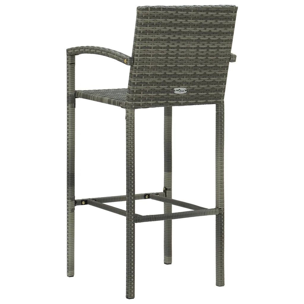 Set Bar da Giardino 5 pz con Braccioli in Polyrattan Grigio 3064812